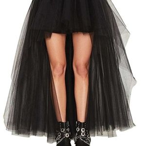 High-Low black tulle skirt